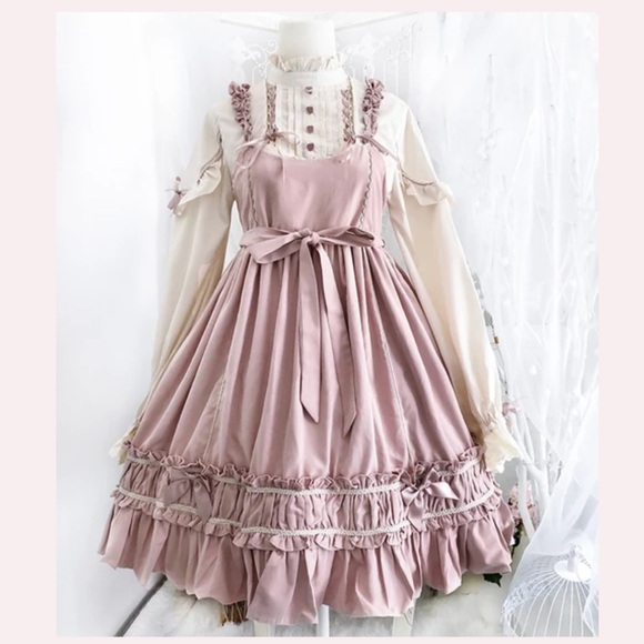 Pink Sweet Lolita JSK Dress Set Empire Waist - Picture 3 of 14
